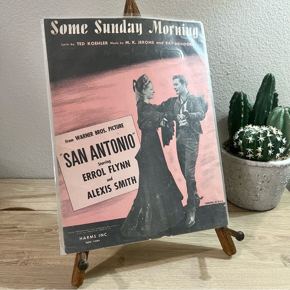 Vintage 1945 “Some Sunday Morning” Sheet Music – San Antonio Film Errol Flynn
